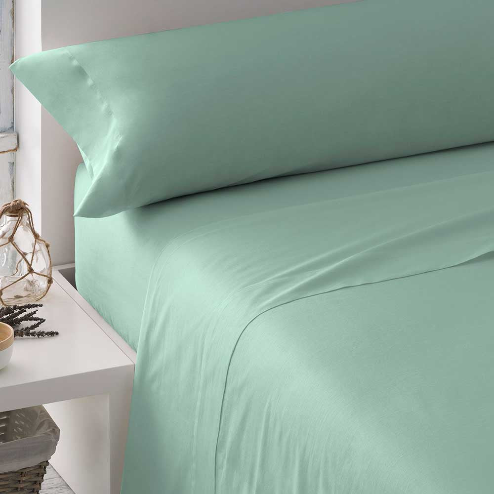 Juego de sábanas algodón verde tiffany