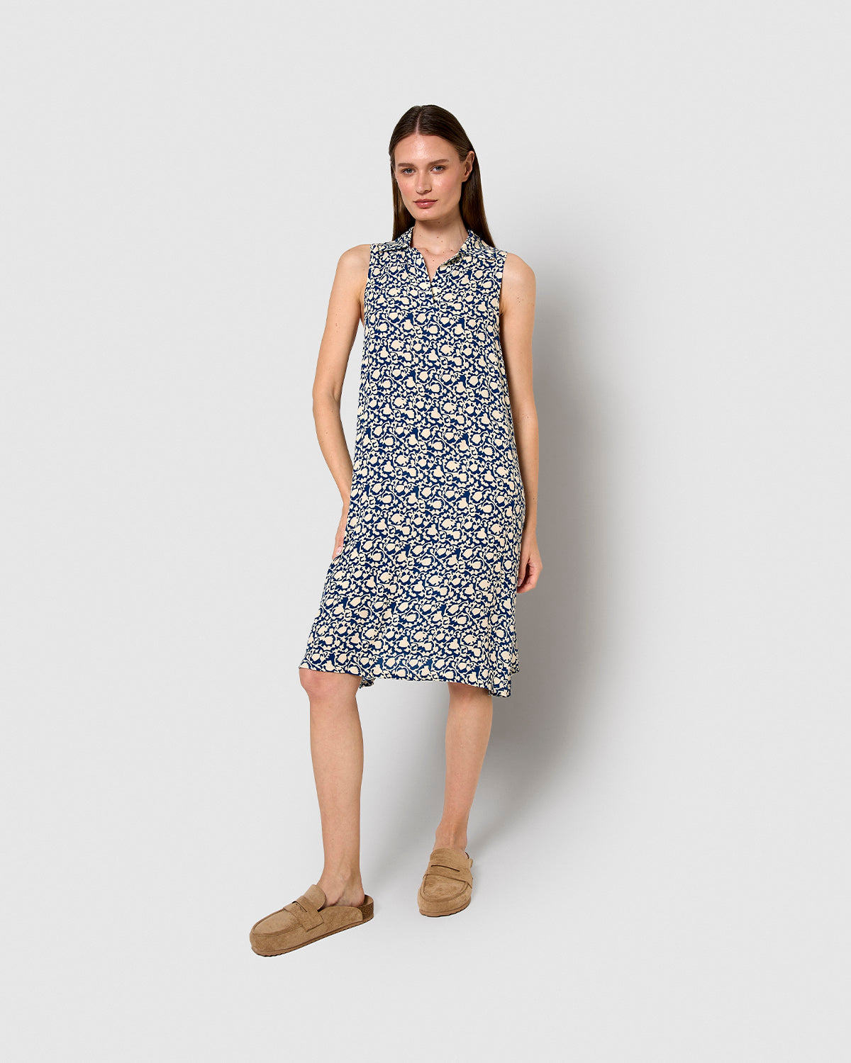Vestido corto bambula detalles plisado telma azul marino