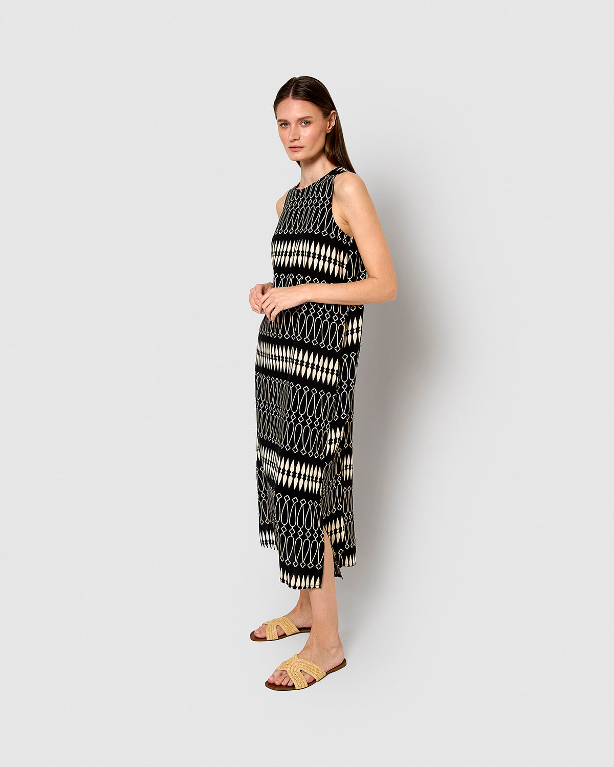 Vestido largo viscosa tulum beige