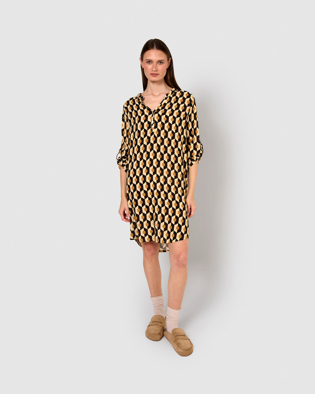 Vestido viscosa santorini beige