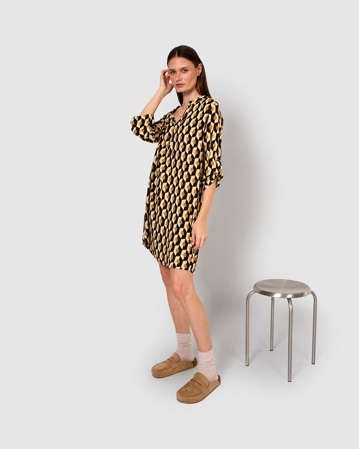 Vestido viscosa santorini beige