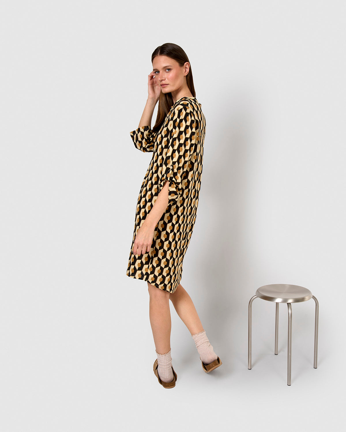 Vestido viscosa santorini beige