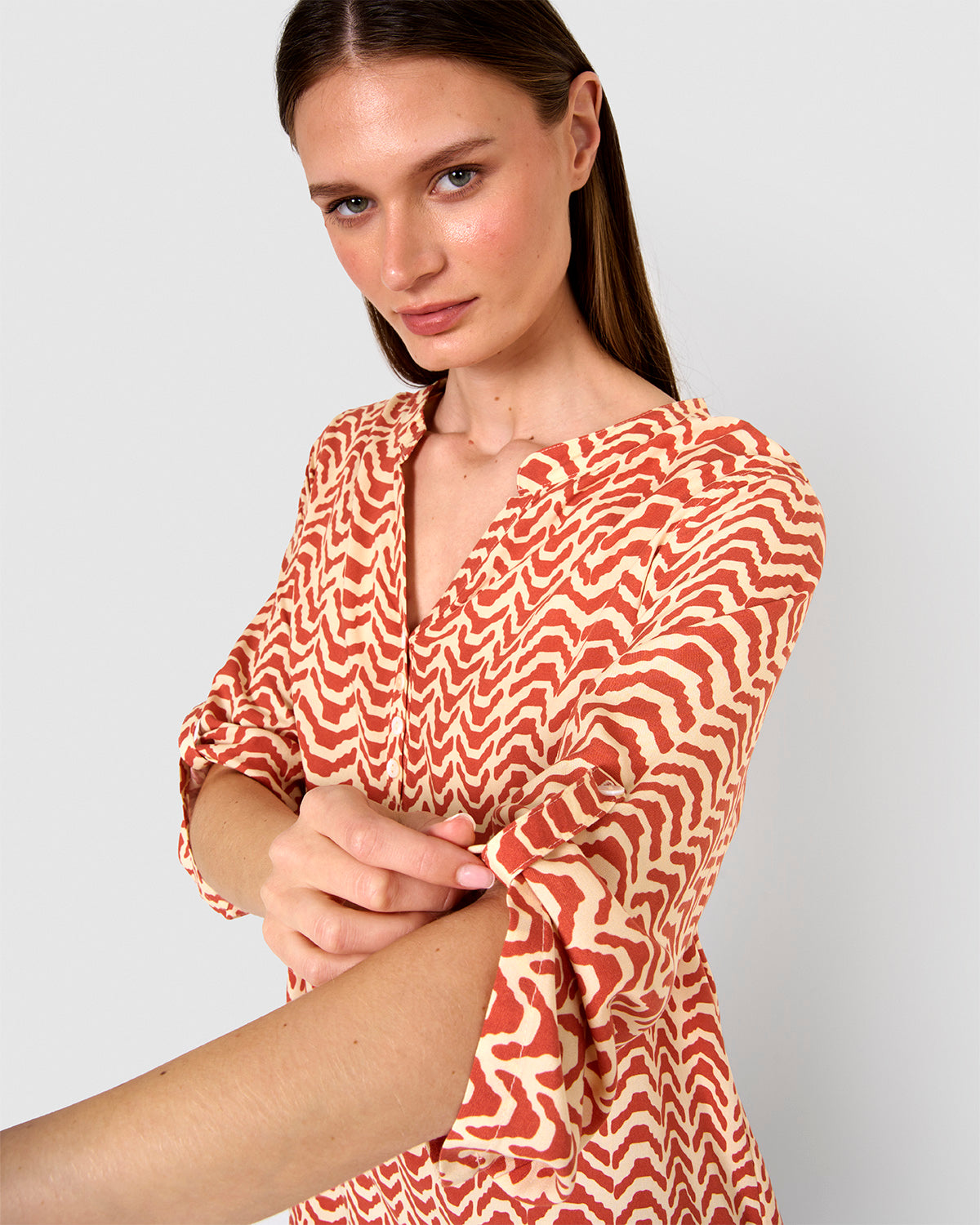 Vestido viscosa oveta teja