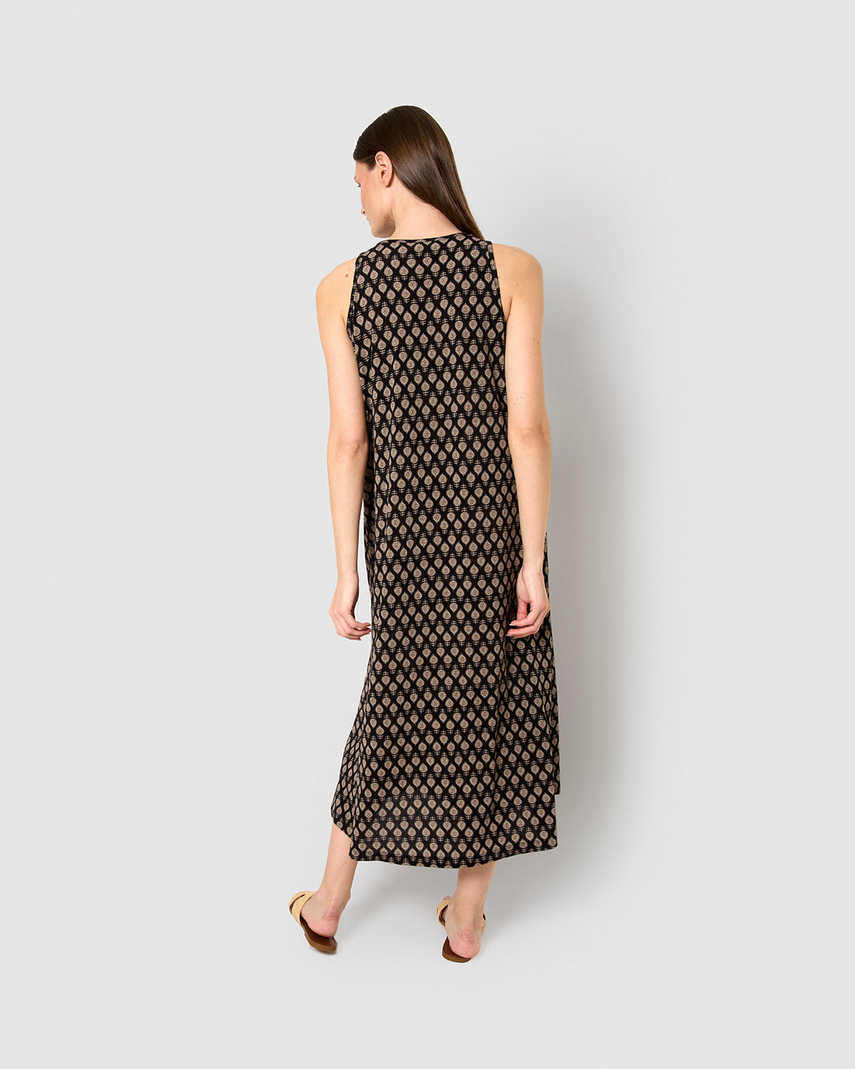 Vestido largo tirantes crepe kamala negro
