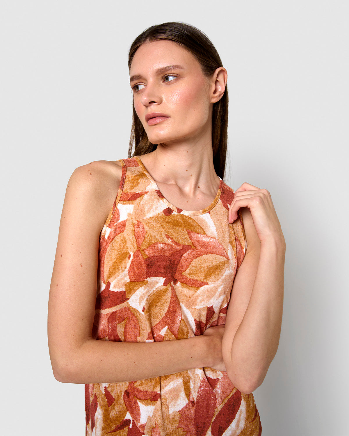 Vestido largo tirantes crepe nalini teja