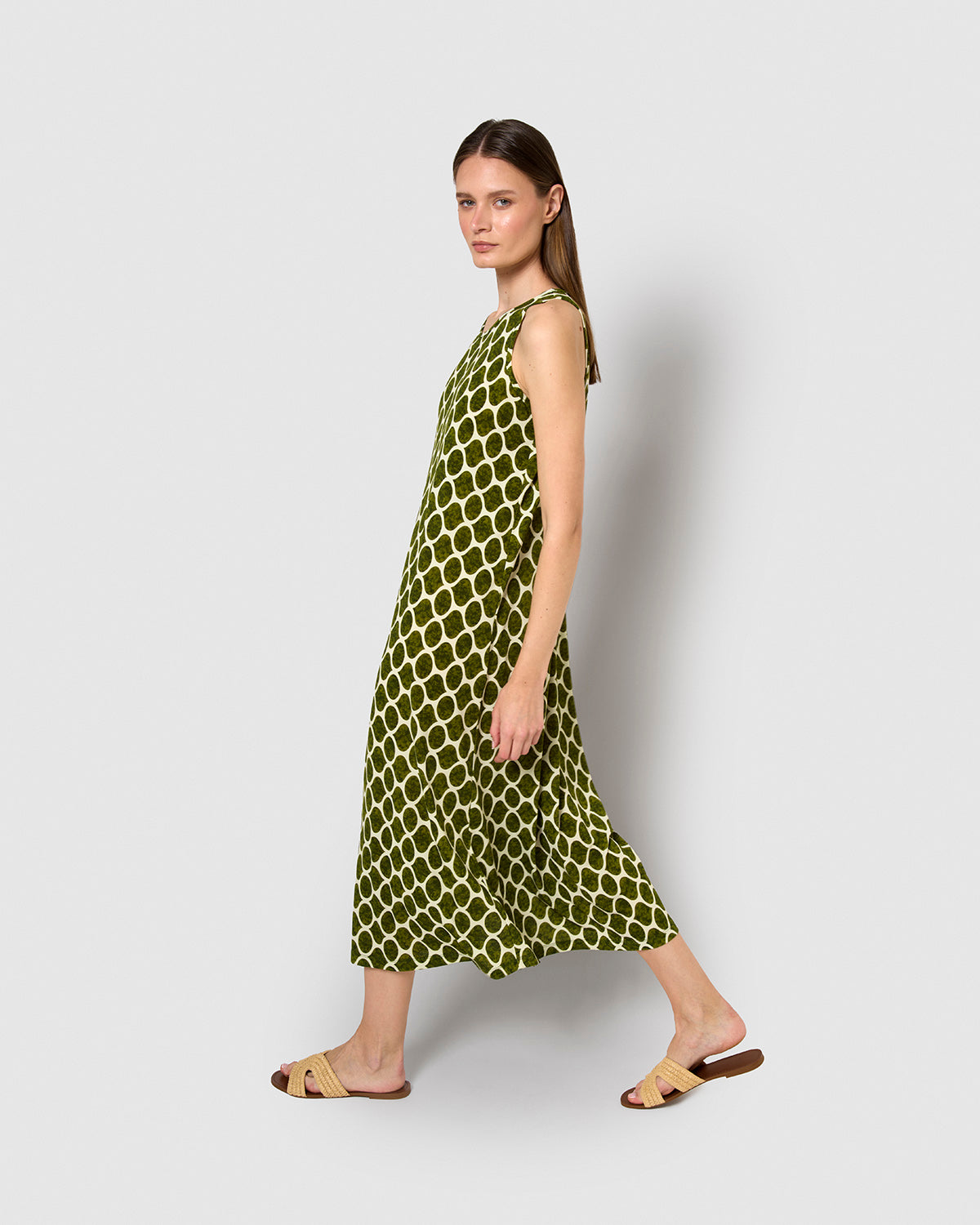 Vestido largo tirantes crepe bulan verde