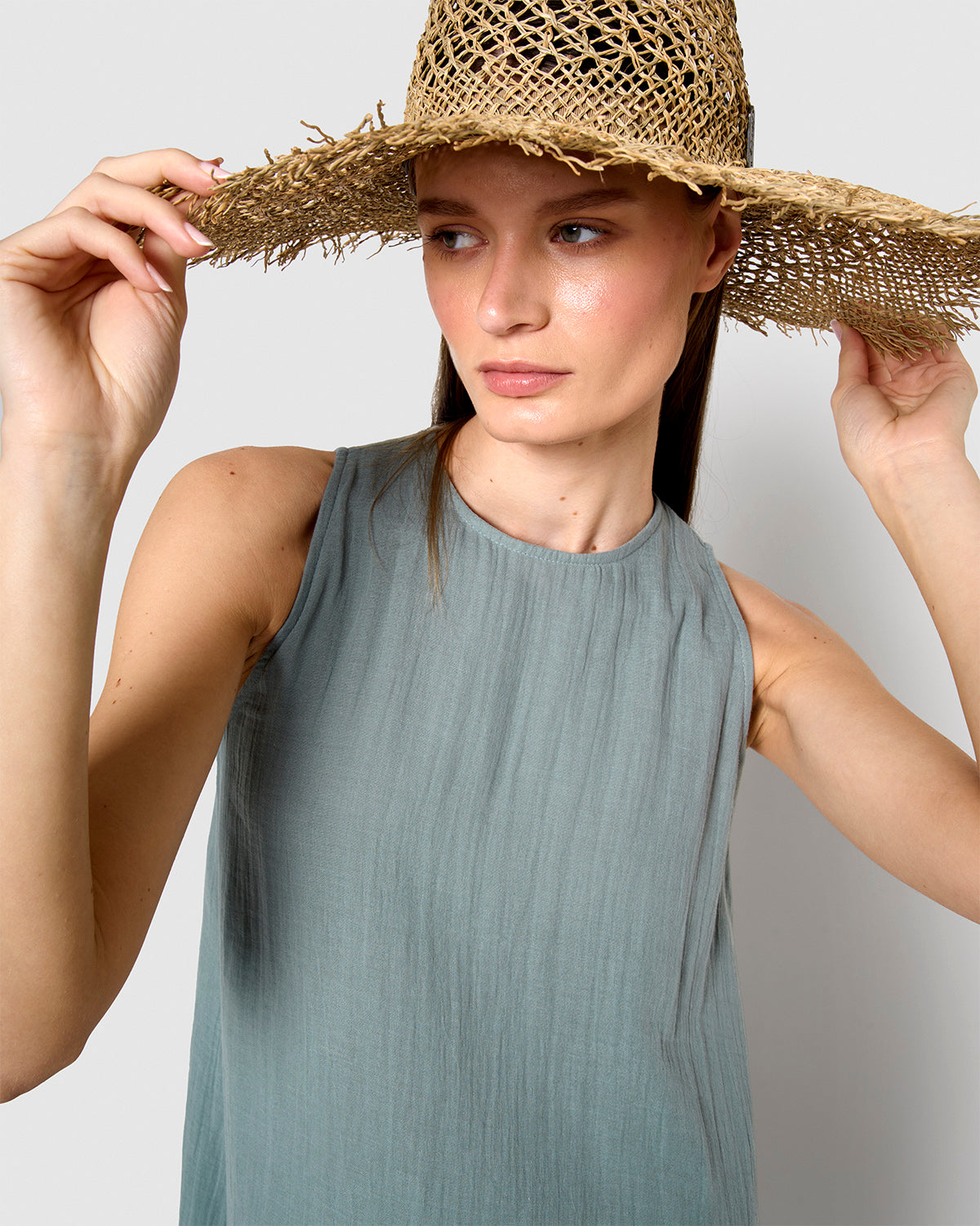 Vestido largo tirantes muselina índigo