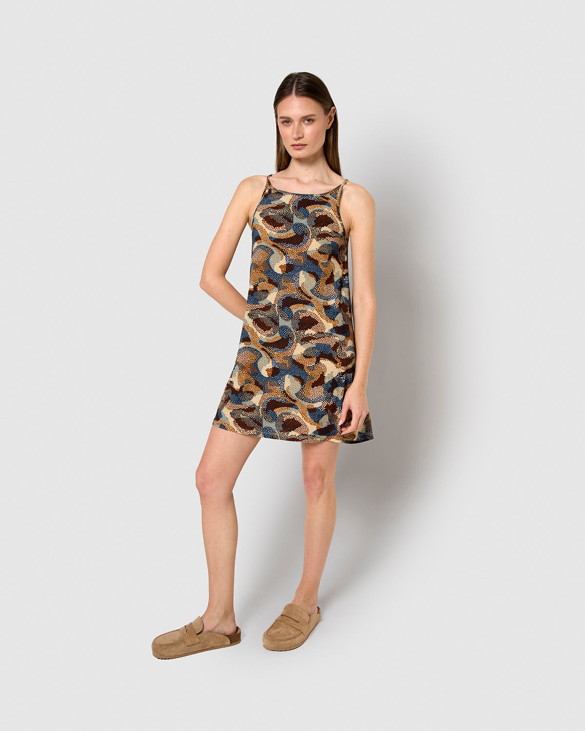 Vestido corto tirantes crepe uliena azul