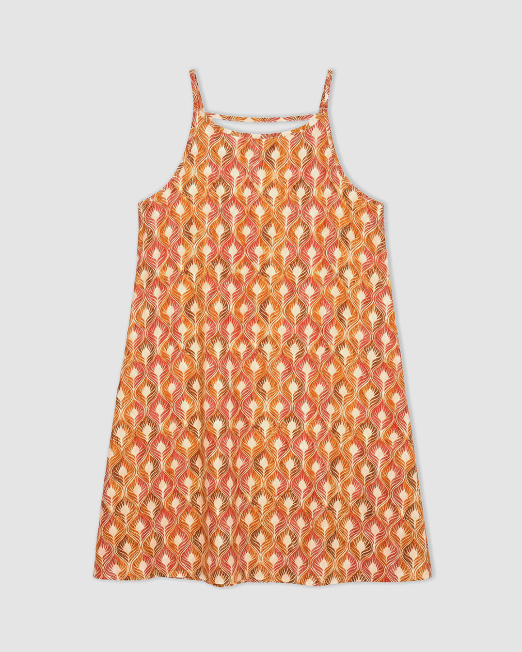 Vestido corto tirantes crepe lily naranja