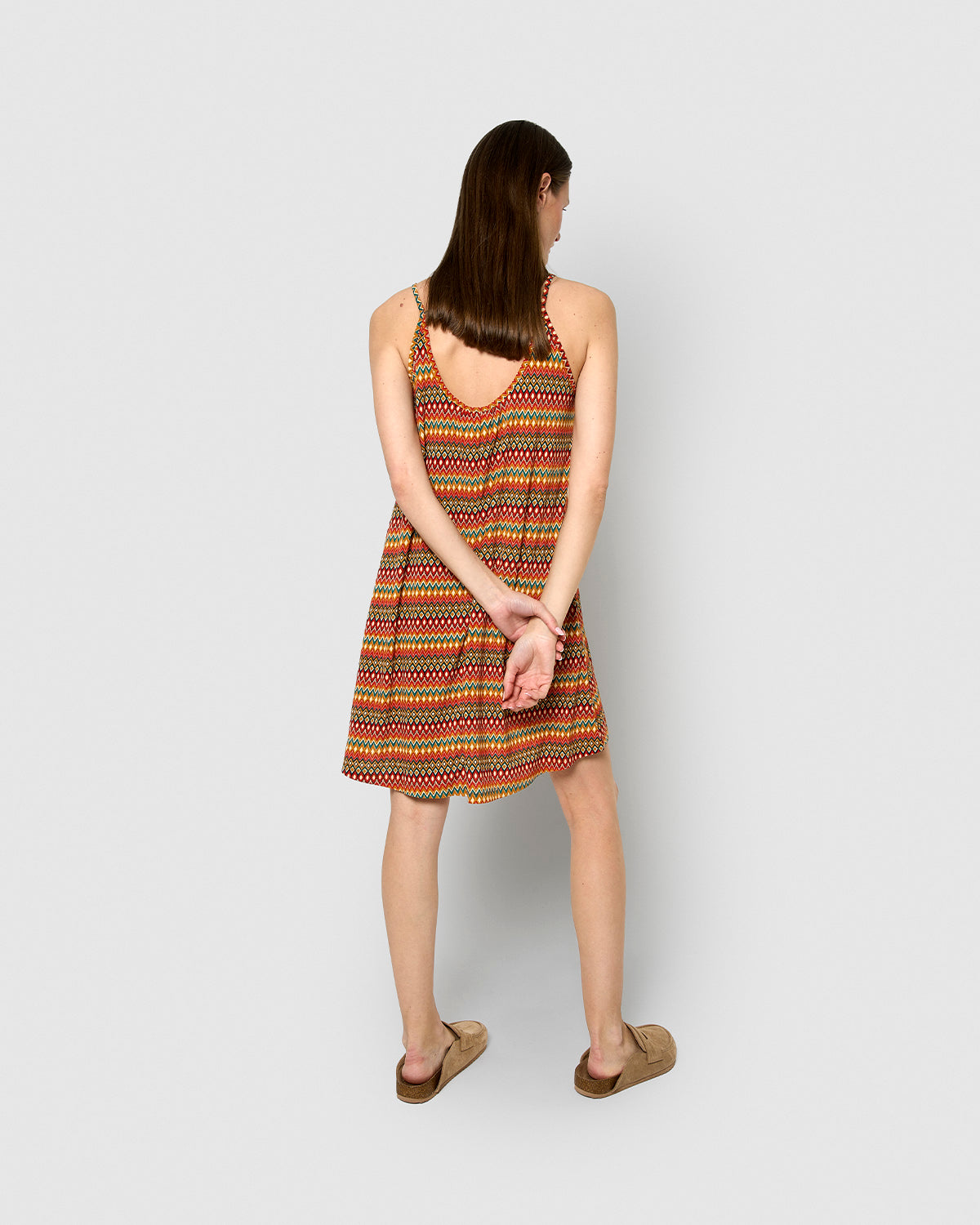 Vestido corto tirantes crepe emily teja
