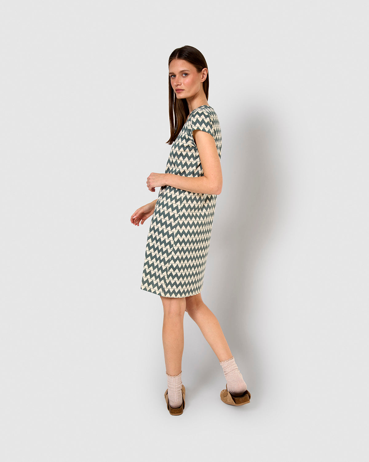Camisón corto de algodón portofino verde azulado