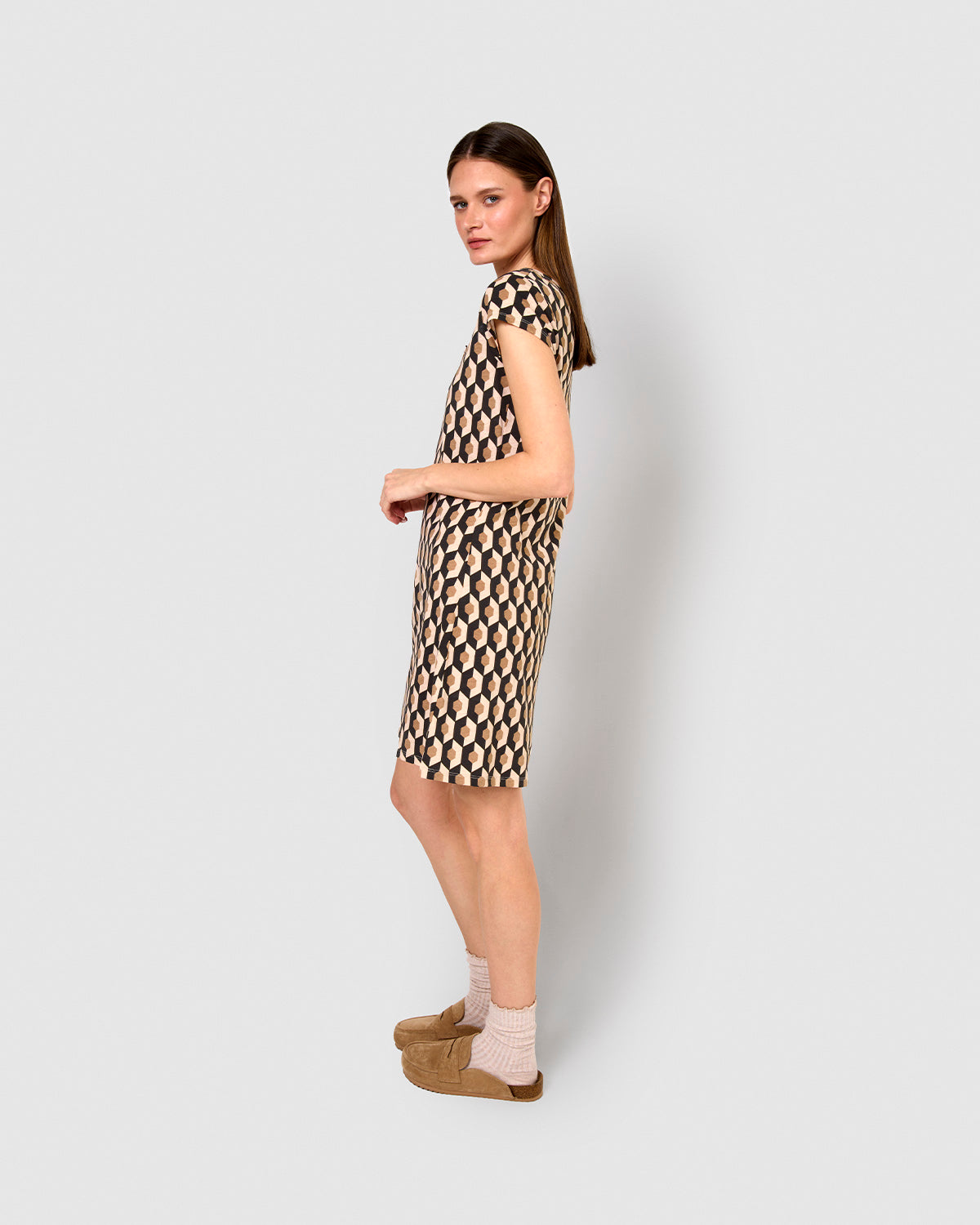 Vestido corto de algodón santorini beige