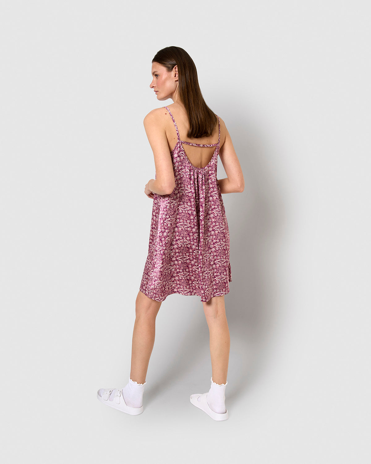 Vestido corto satén denisa malva