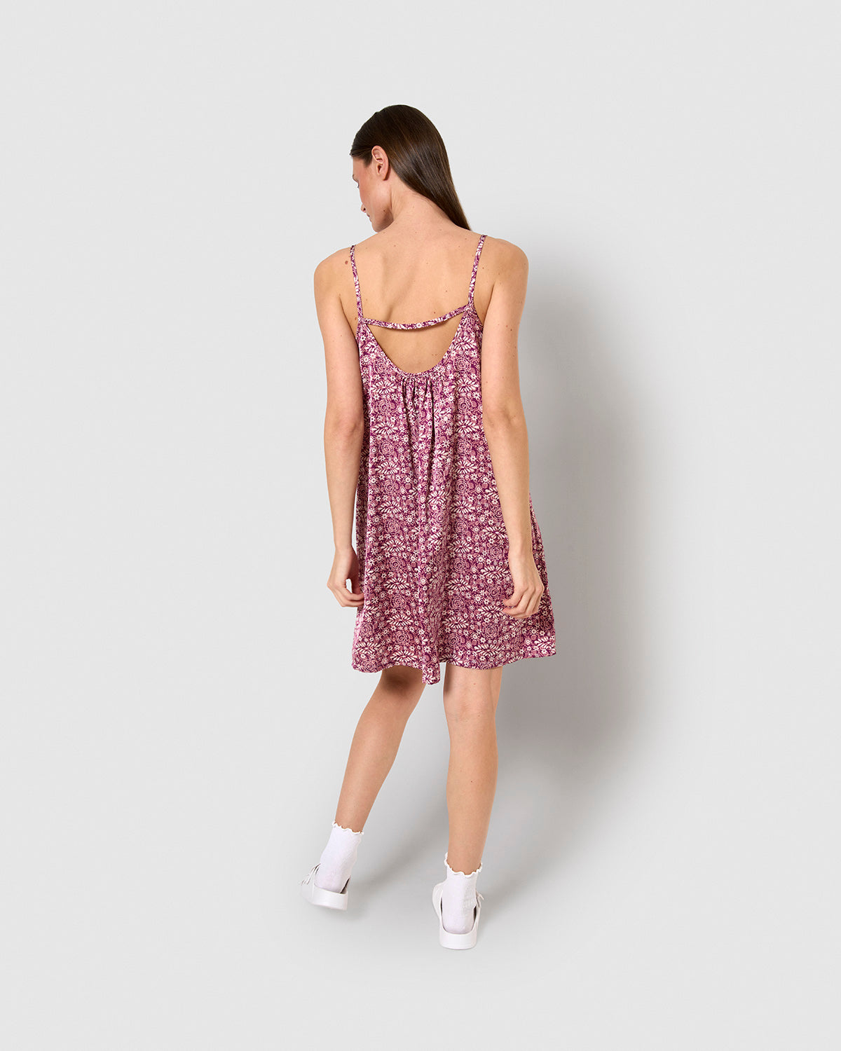 Vestido corto satén denisa malva