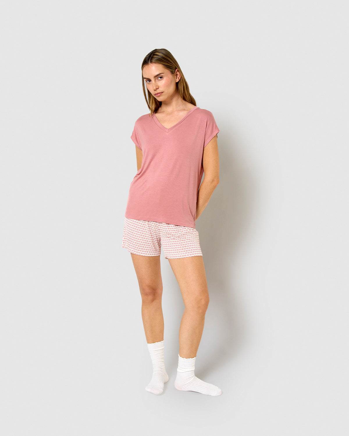 Pijama corto viscosa dune rosa