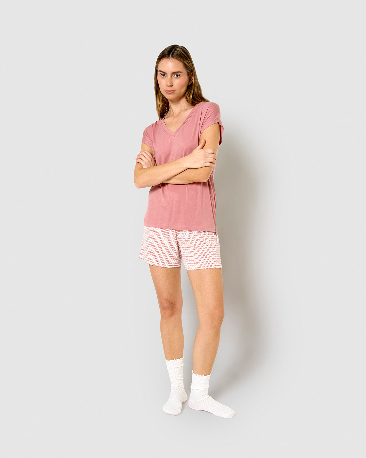 Pijama corto viscosa dune rosa