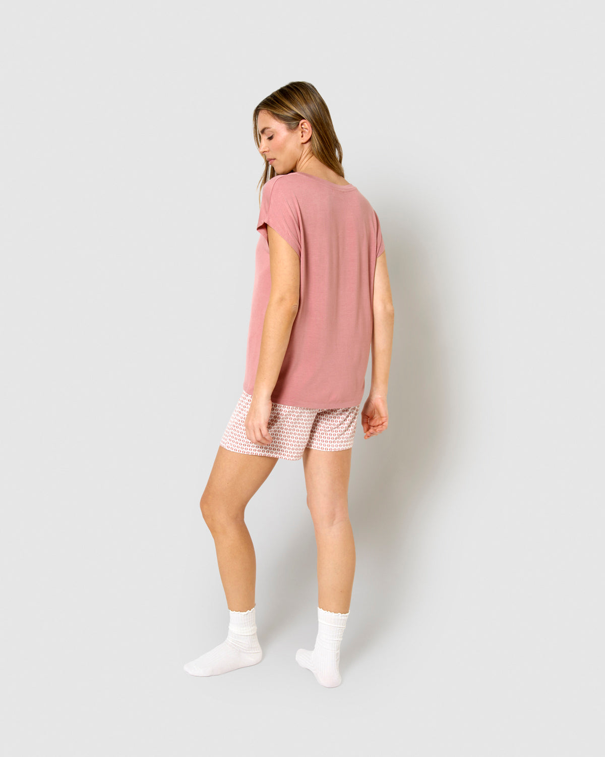 Pijama corto viscosa dune rosa