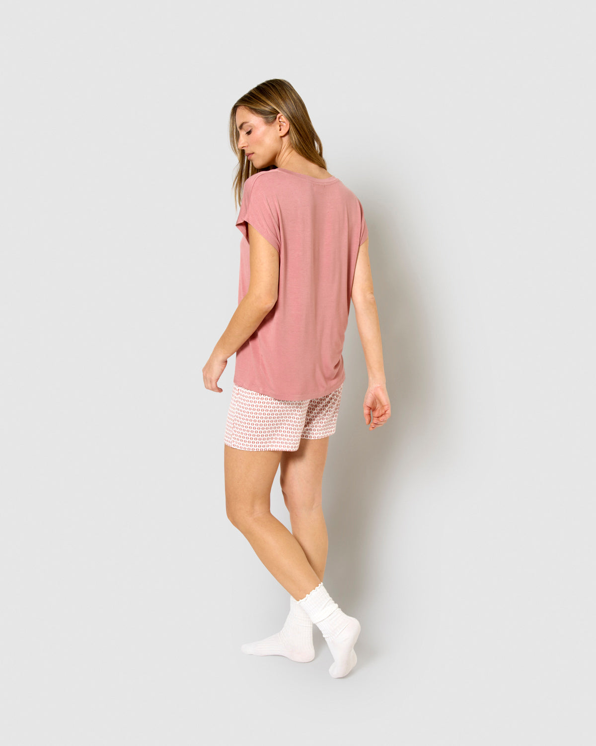 Pijama corto viscosa dune rosa