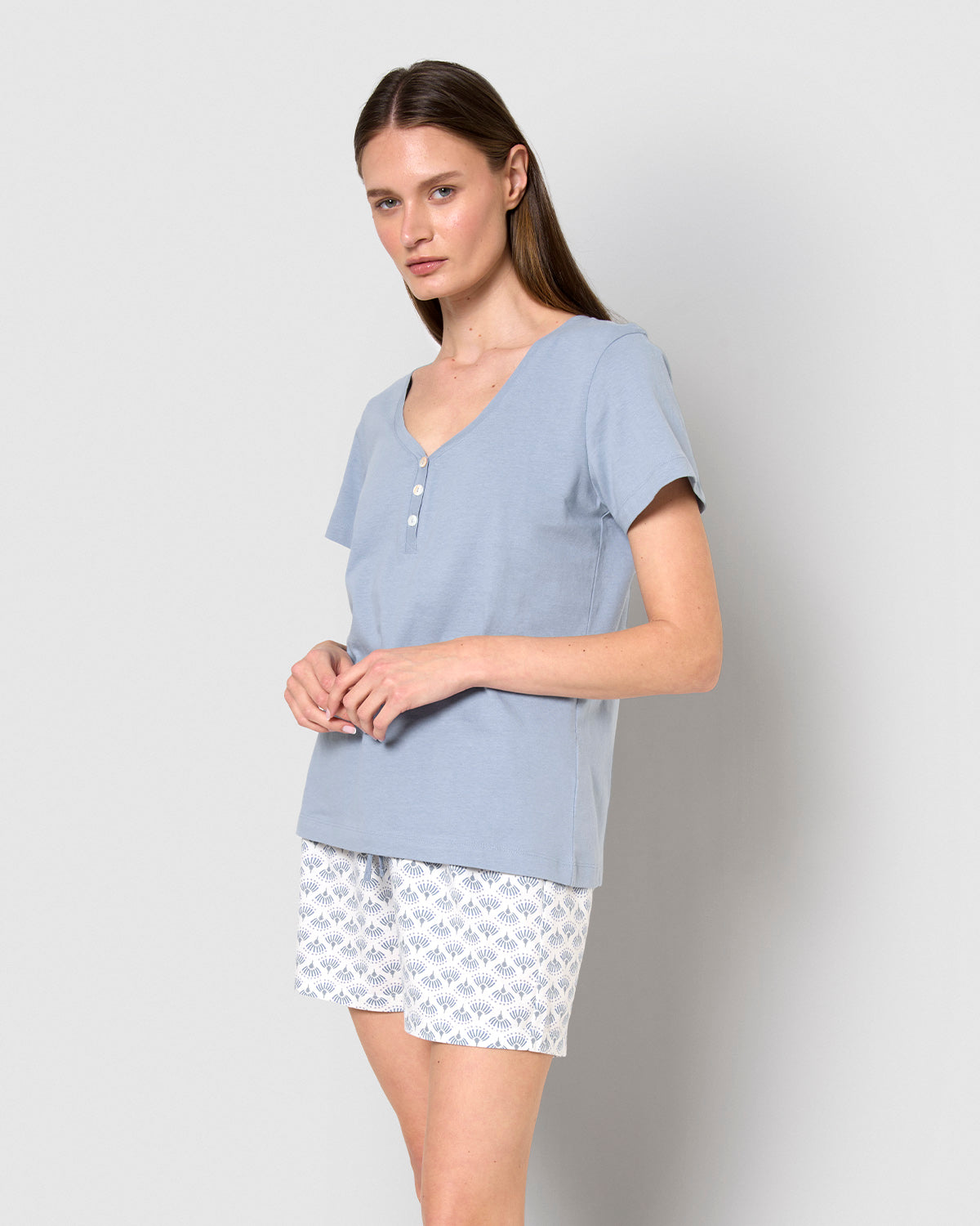 Pijama corto algodón arubi azul