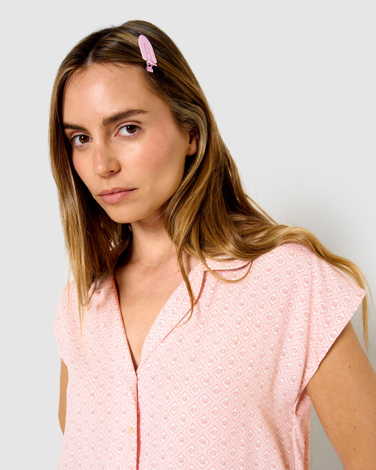 Pijama corto camisero viscosa neville rosa