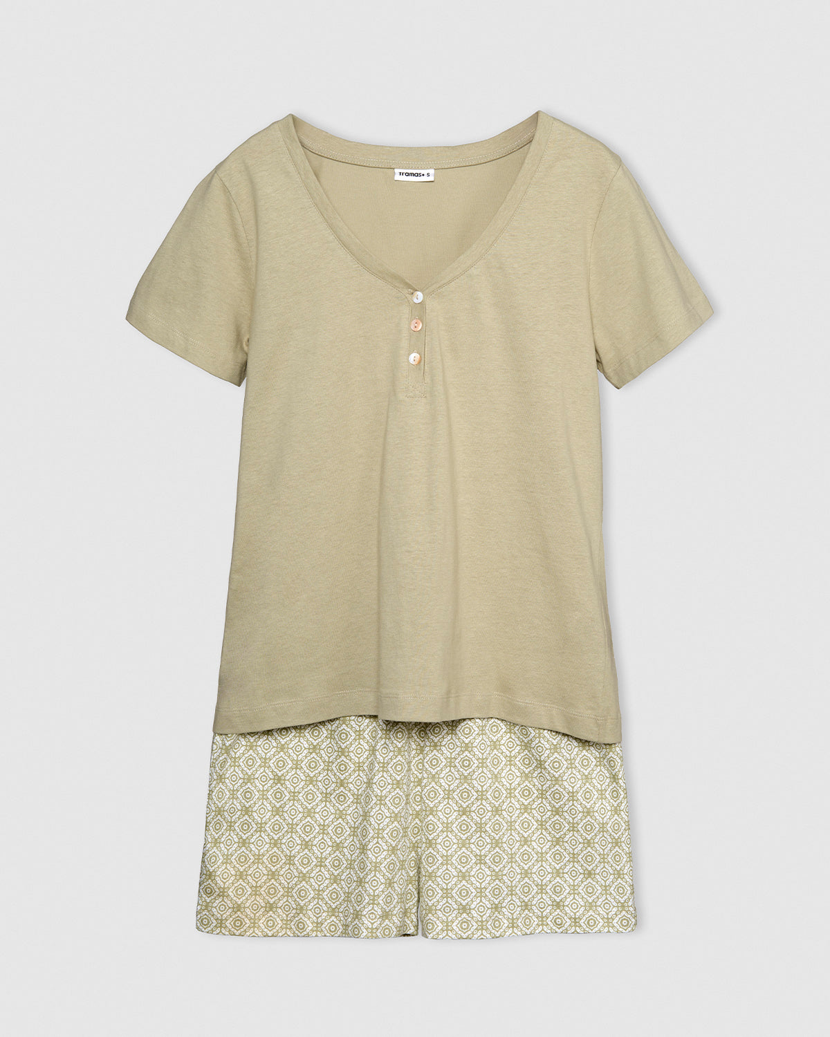 Pijama corto algodón mandolia verde cacería