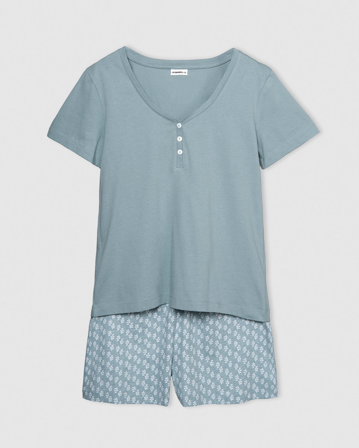 Pijama corto algodón tiara azul agua