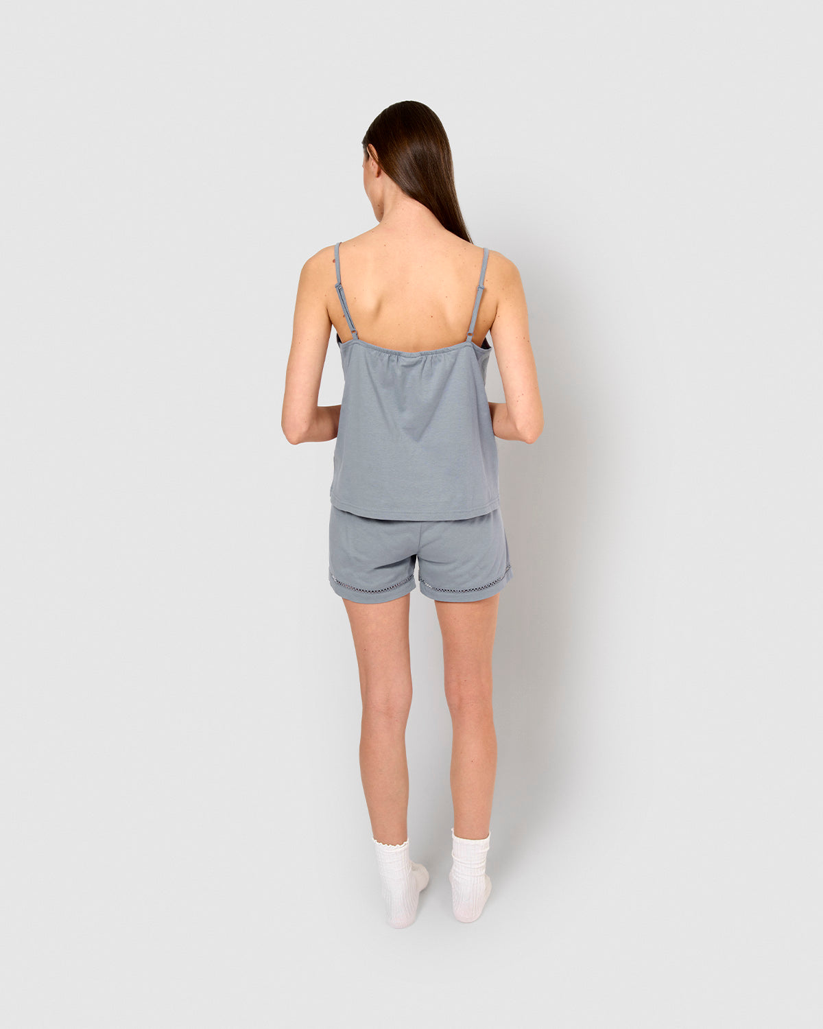 Pijama corto algodón vainica tirante índigo