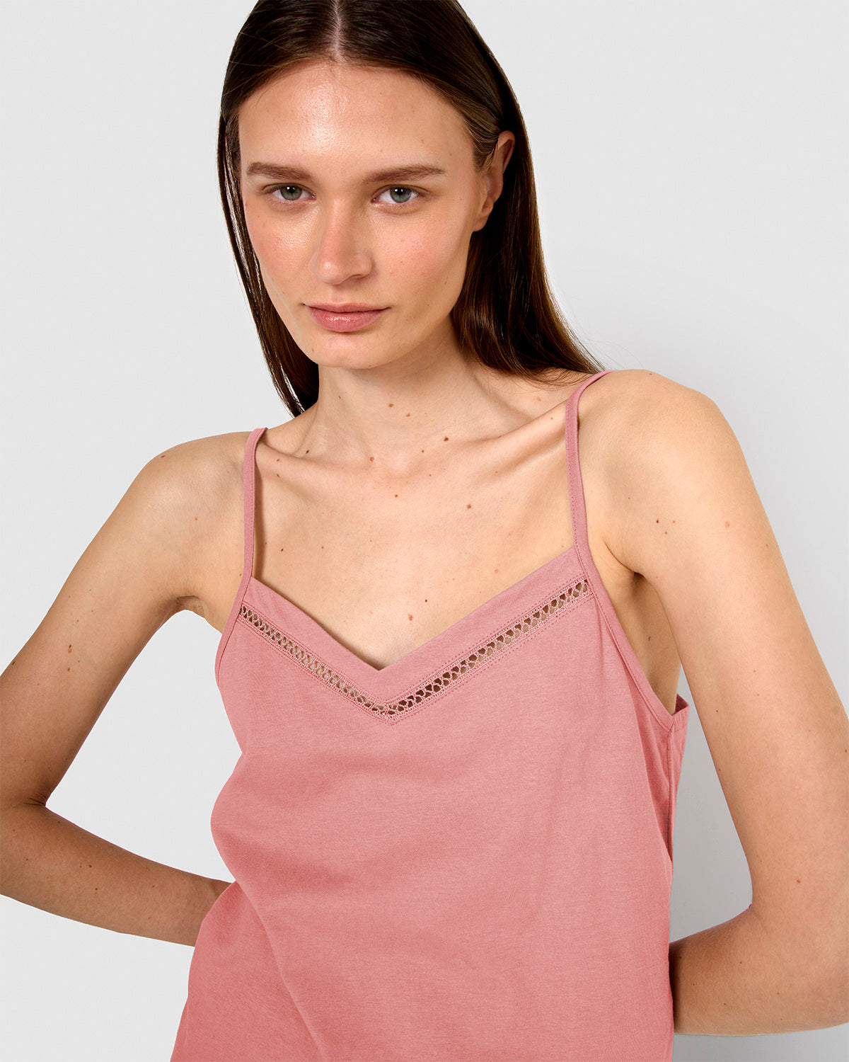 Pijama corto algodón vainica tirante malva
