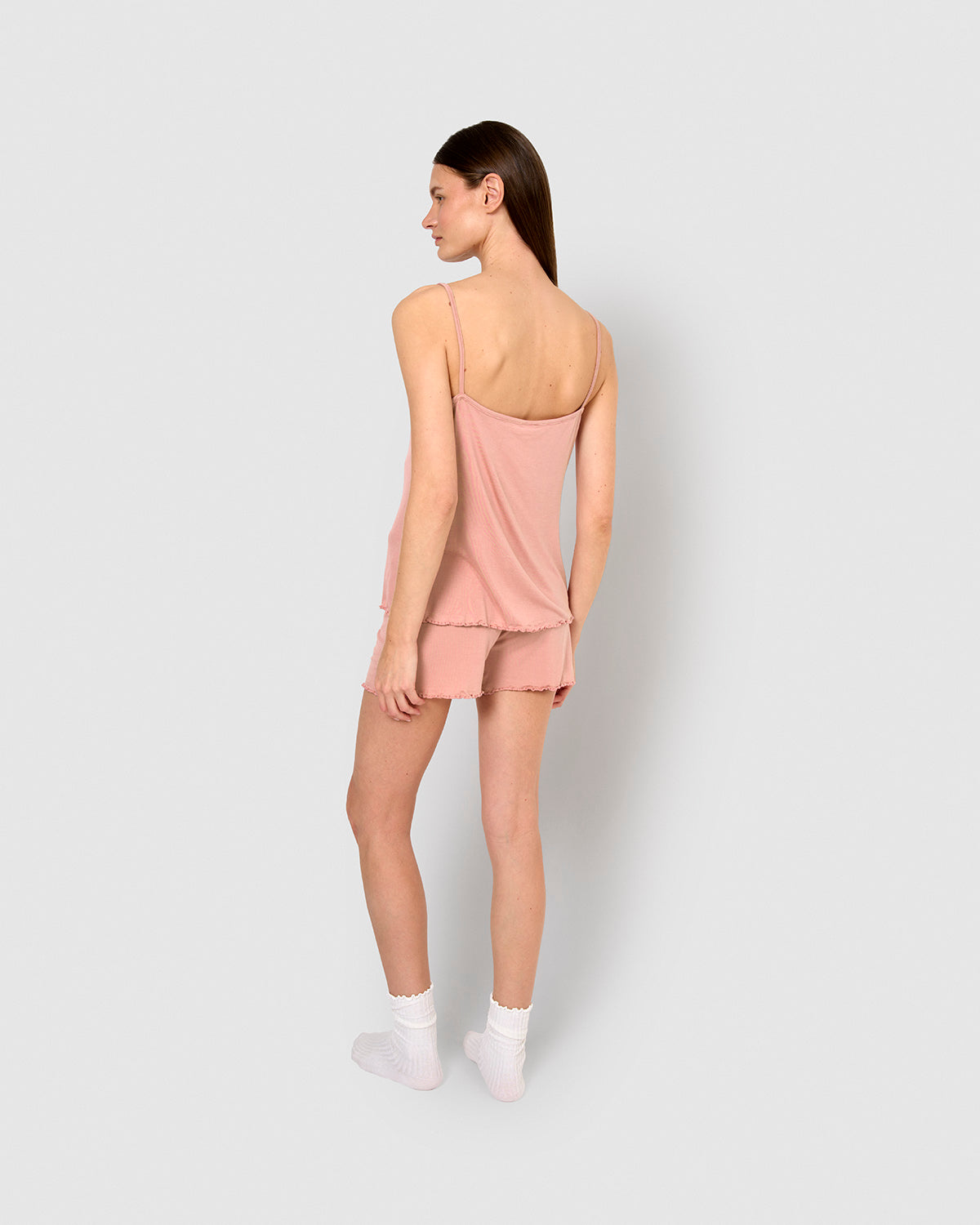 Pijama corto viscosa tirante fino rosa