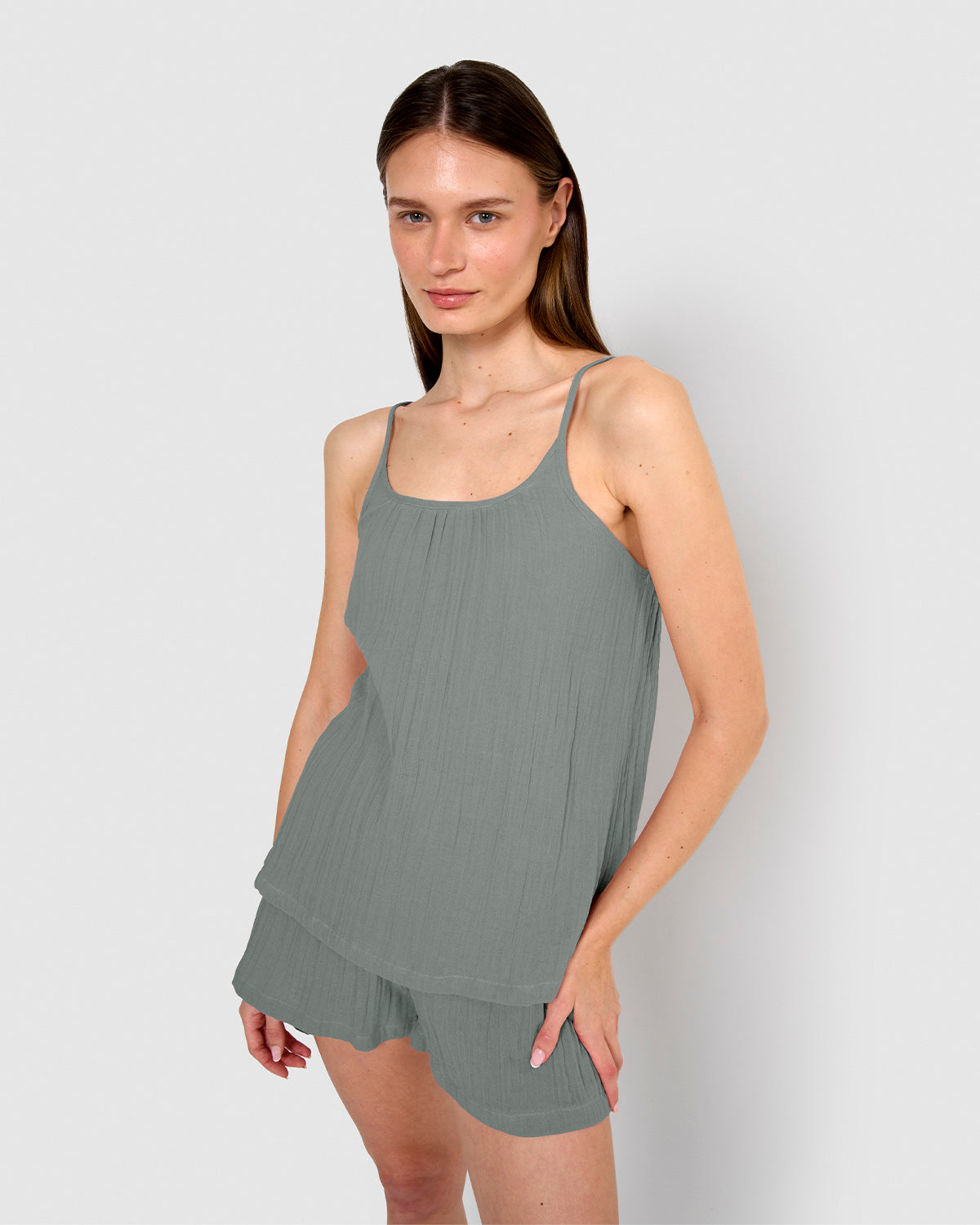 Pijama corto muselina tirante índigo