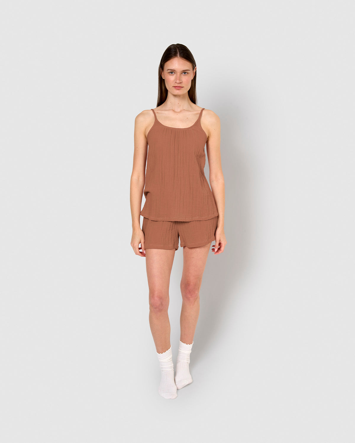 Pijama corto muselina tirante rosette
