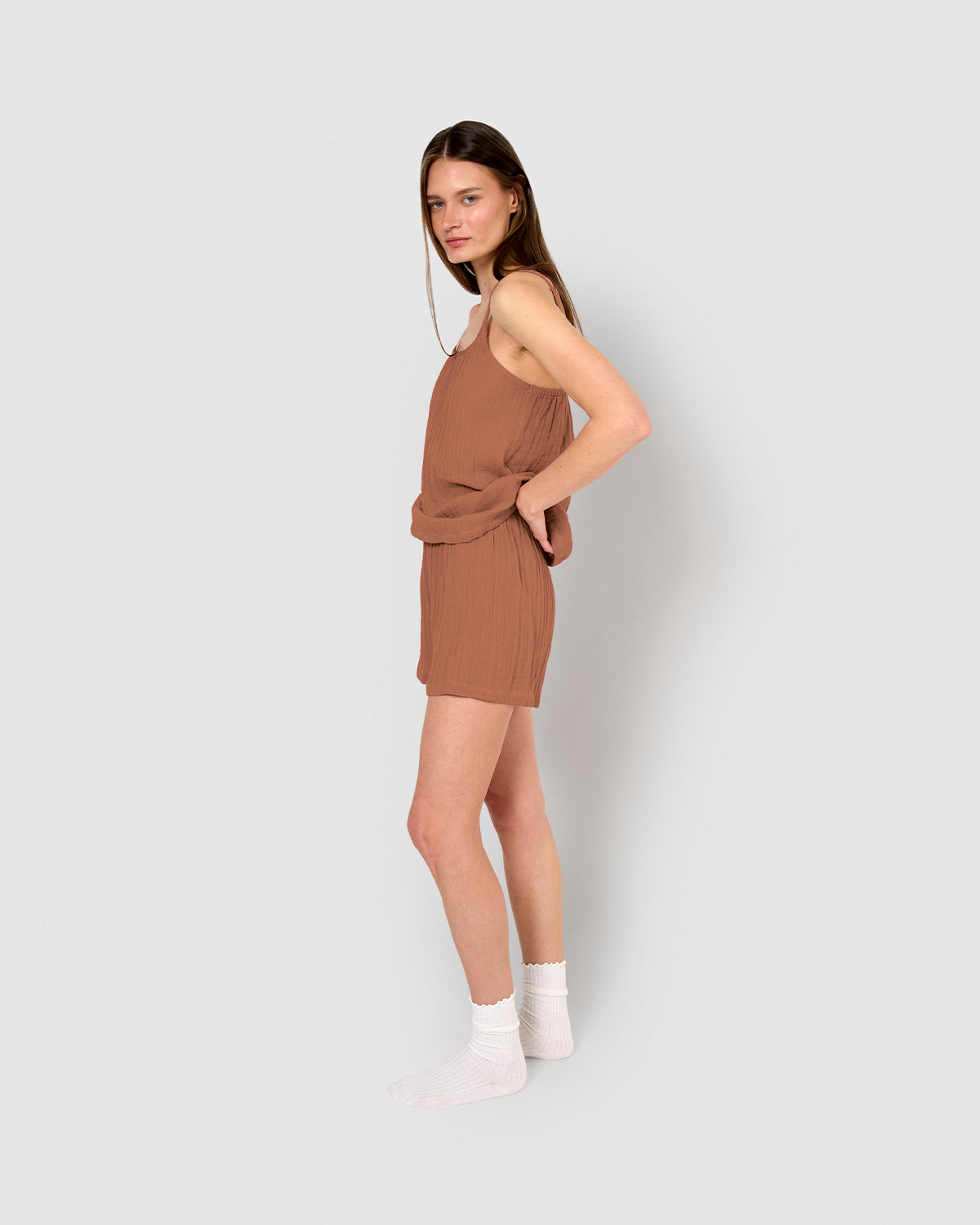Pijama corto muselina tirante rosette