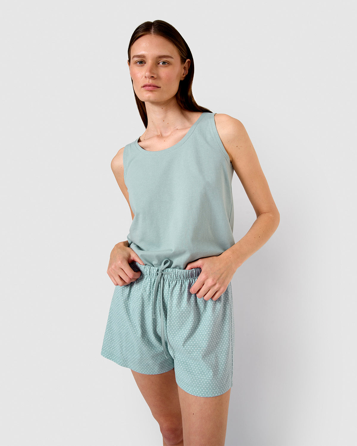 Pijama tirantes algodón roquero azul agua