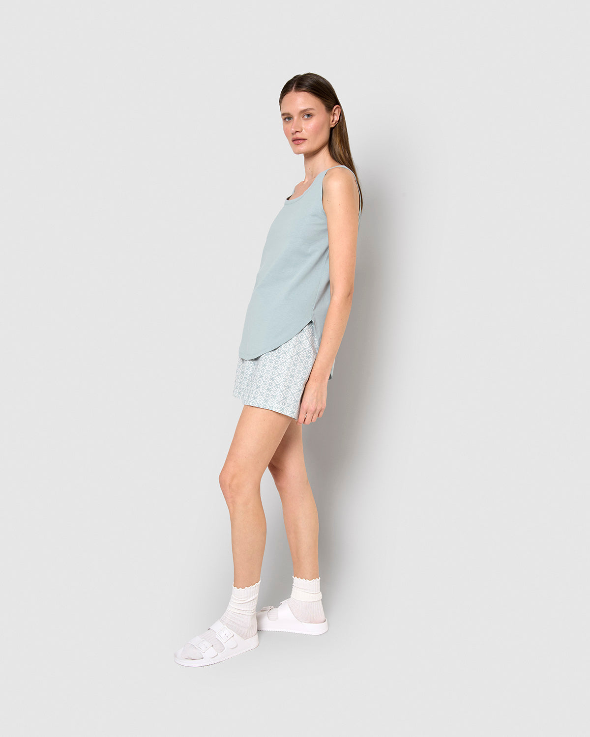 Pijama tirantes algodón mandolia verde azulado