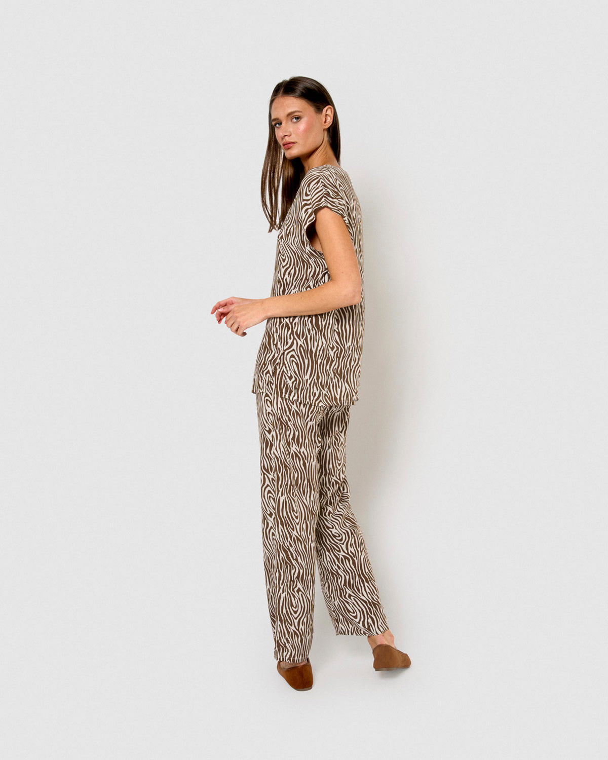 Pantalón viscosa uda marrón