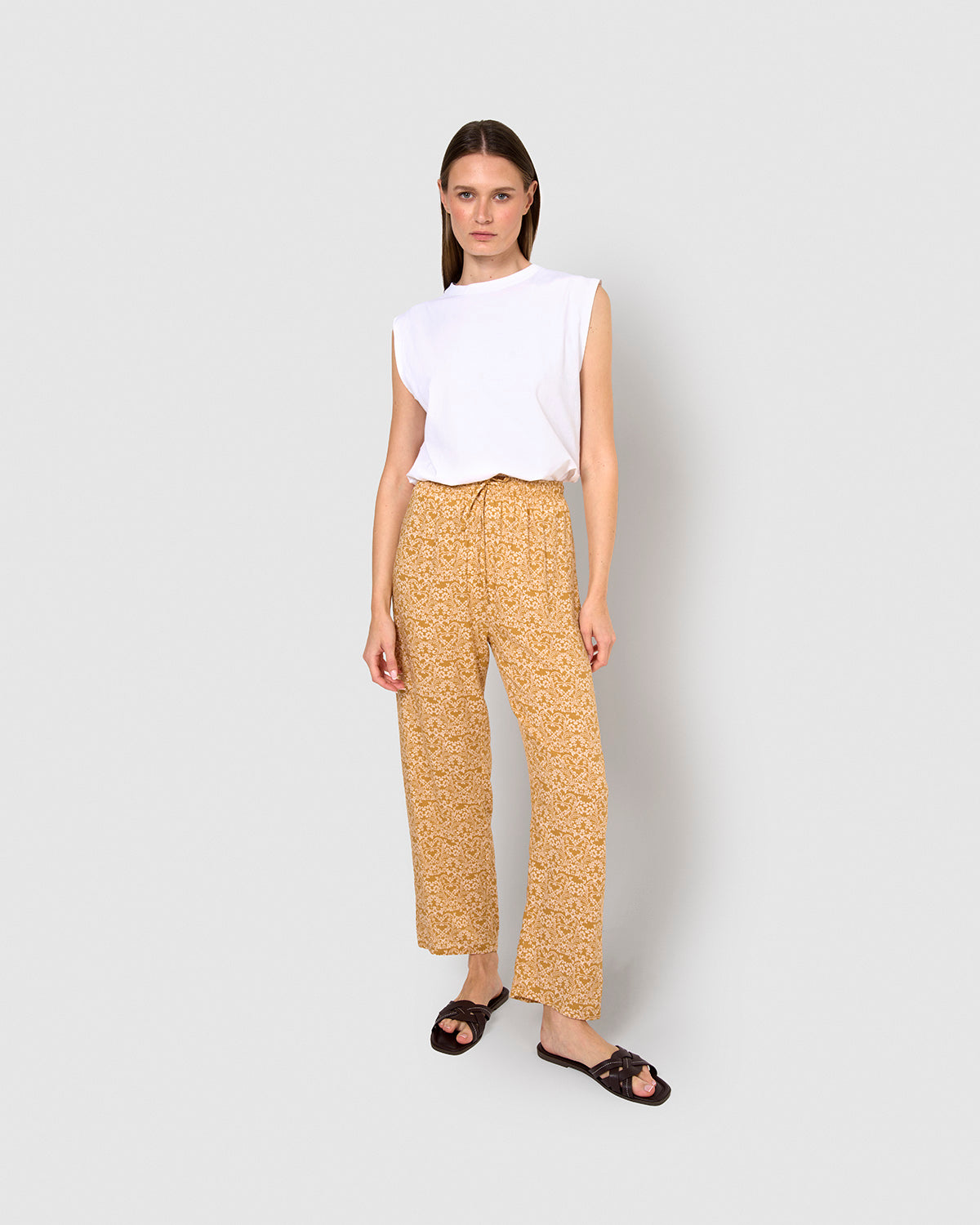 Pantalón viscosa emeral ocre