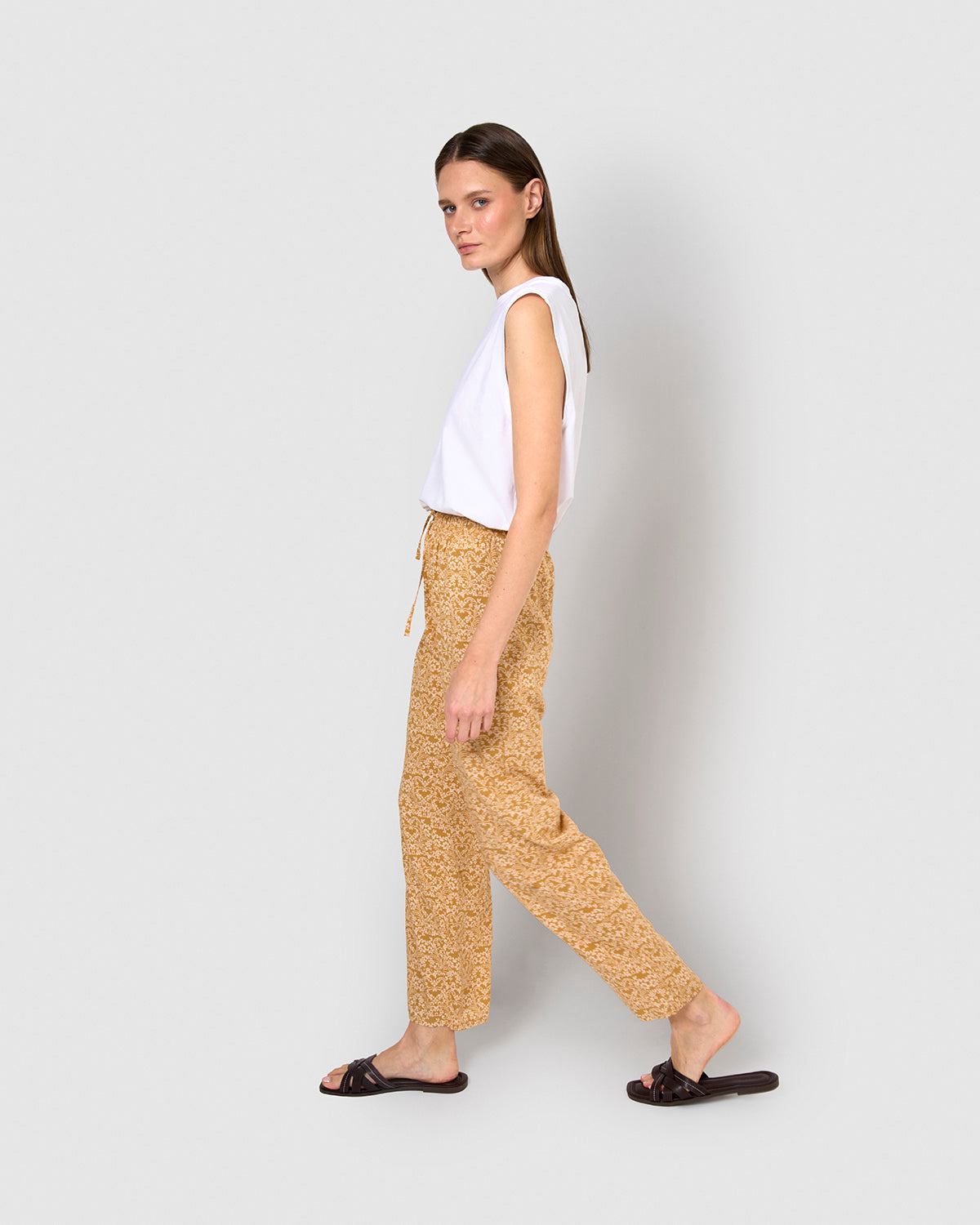 Pantalón viscosa emeral ocre