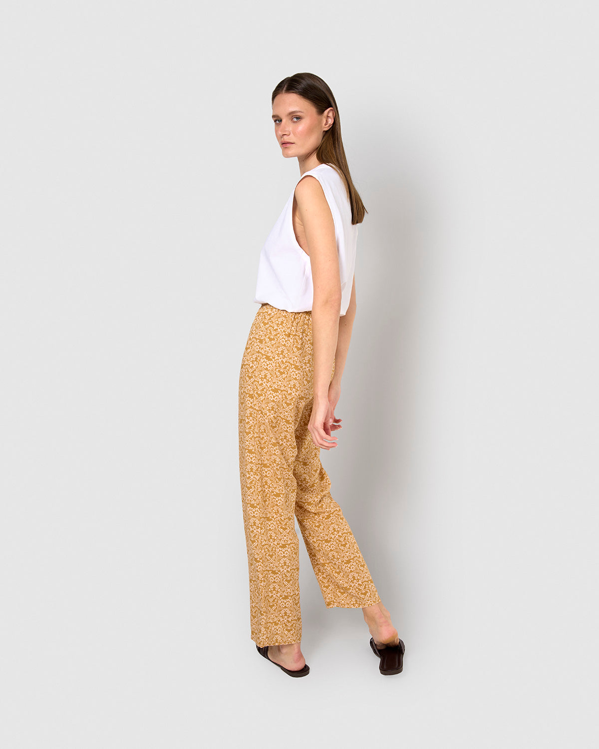 Pantalón viscosa emeral ocre