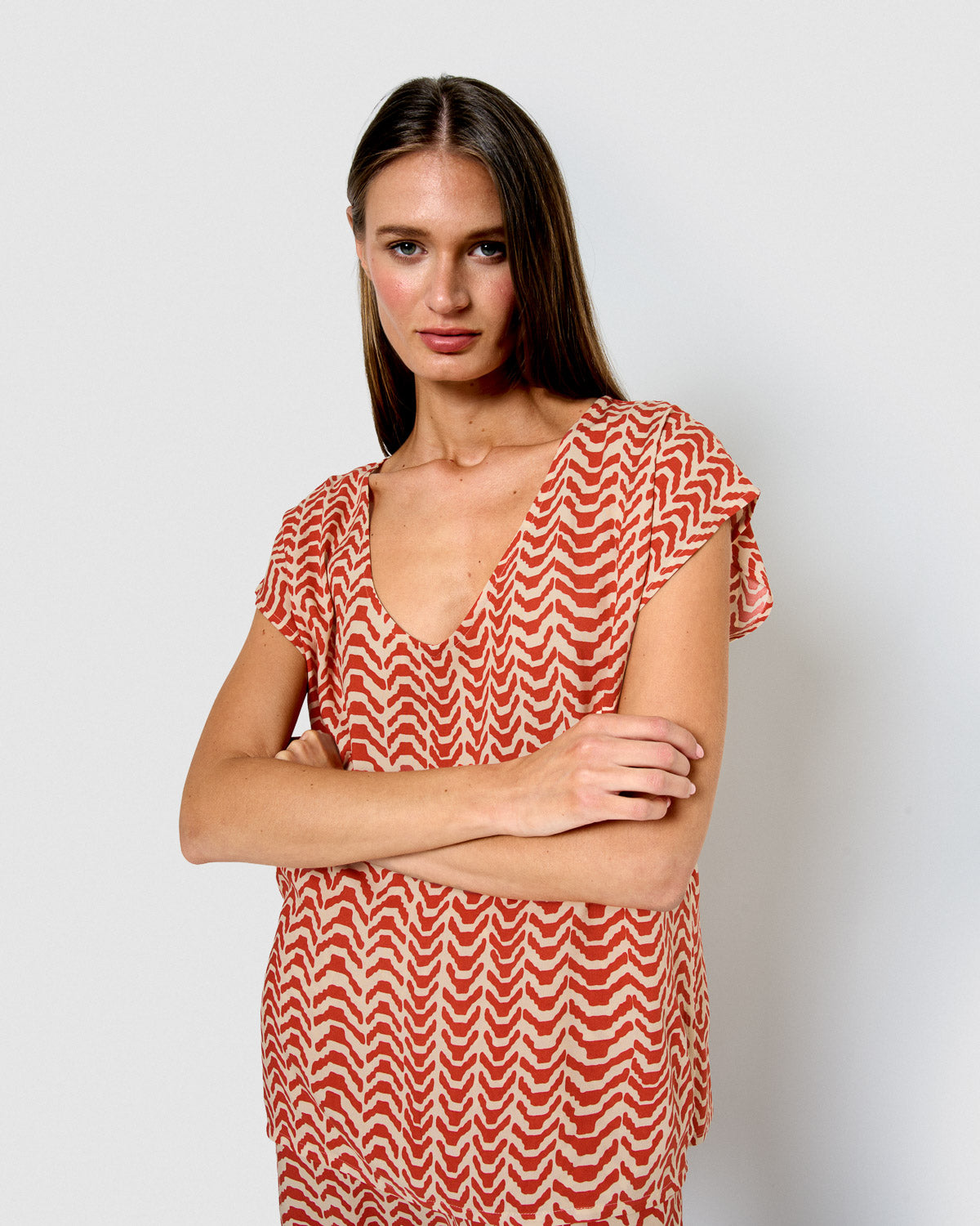 Blusa viscose oveta teja