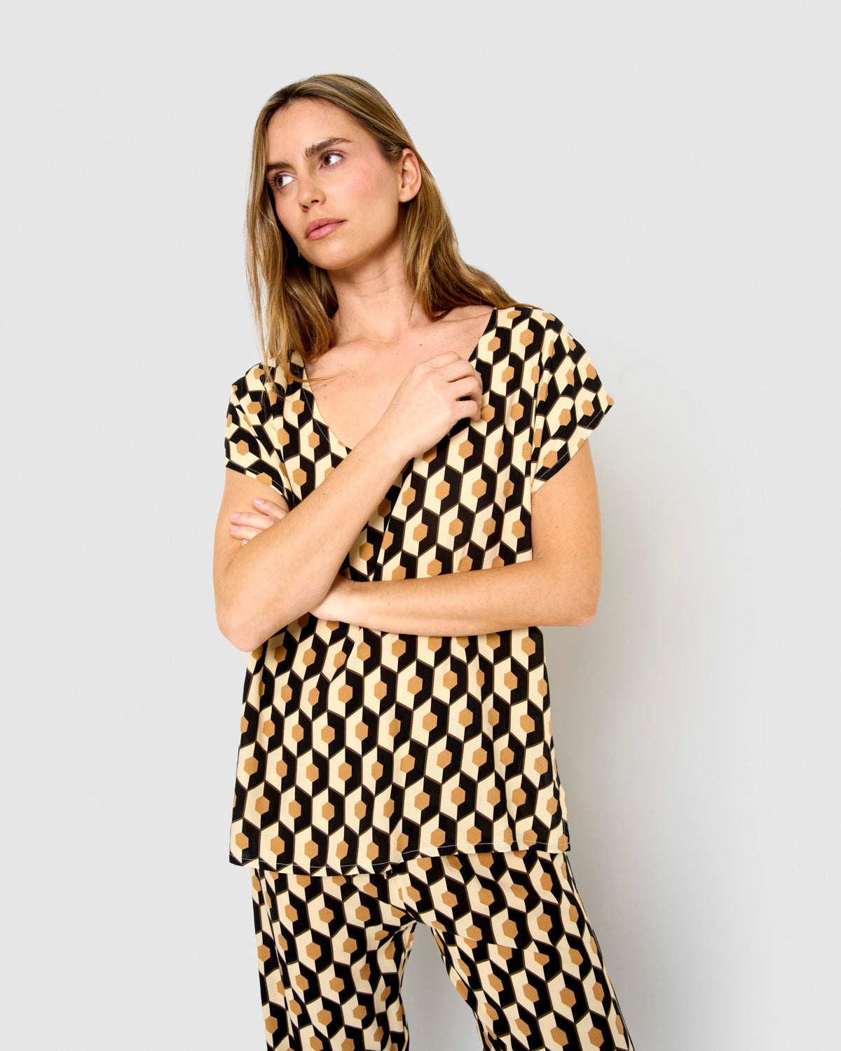 Blusa viscosa santorini beige