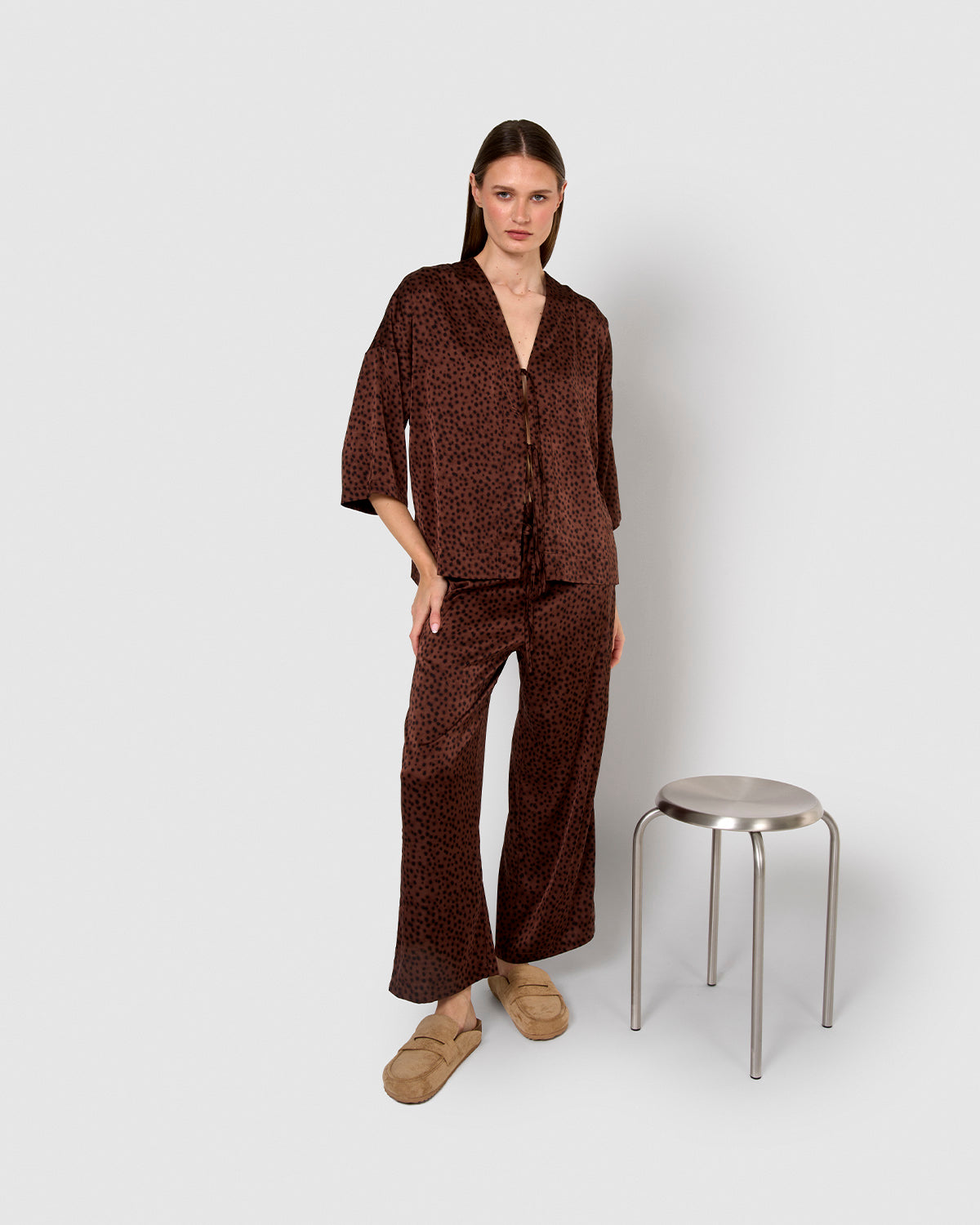 Blusa satén lazos grida teja