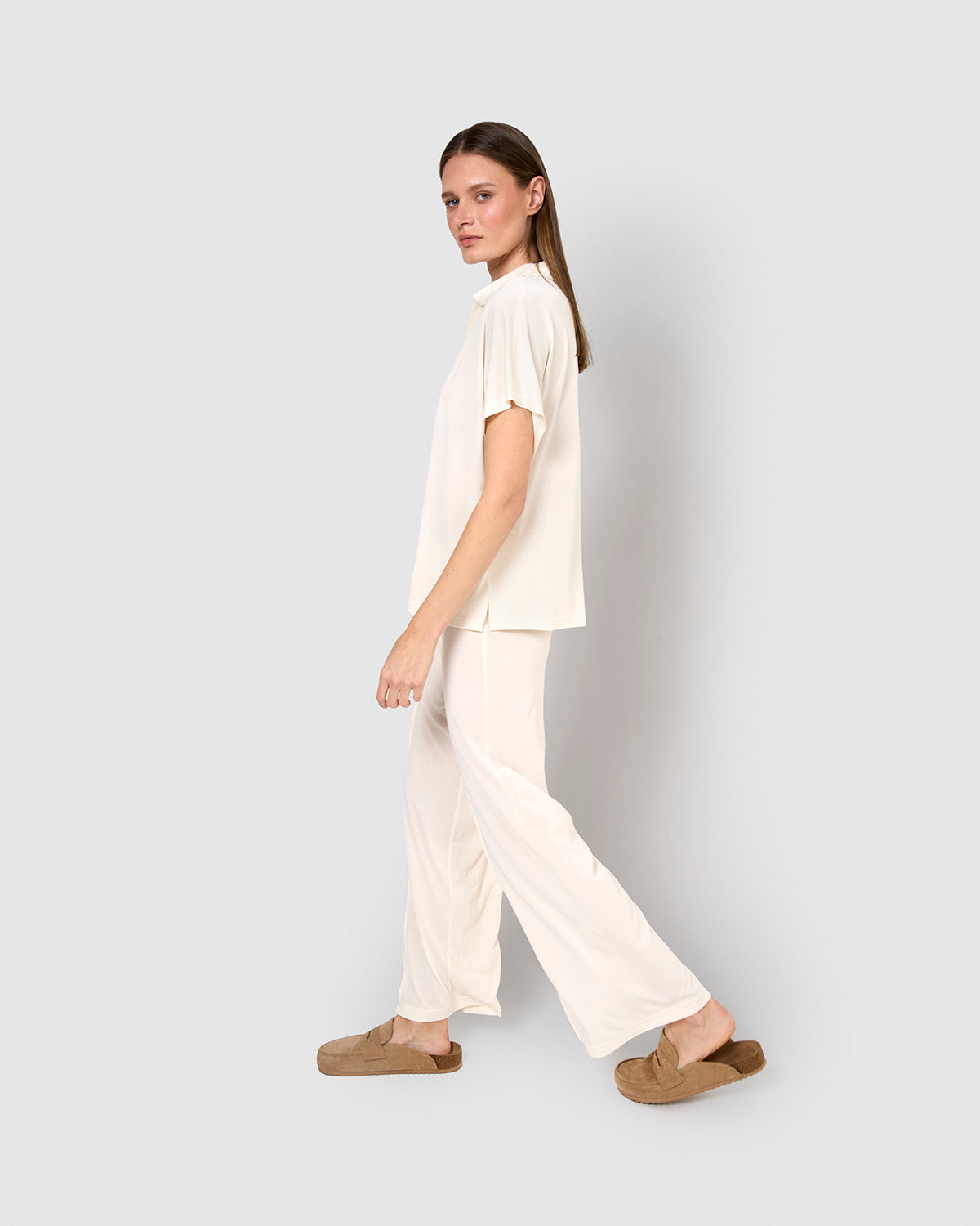 Pantalón crop fluido natural
