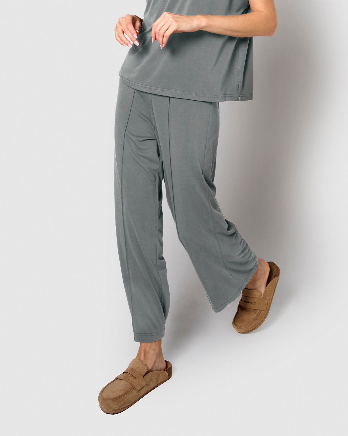 Pantalón crop fluido azul
