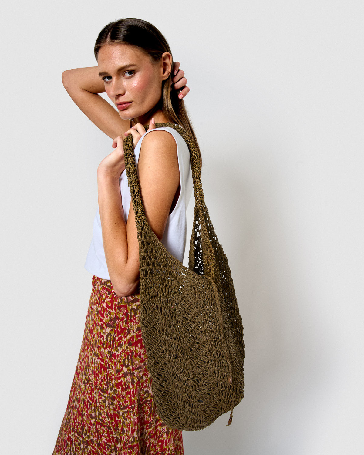 Falda midi bambula detalles plisados railay rojo