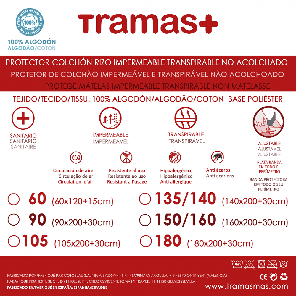 Protector colchón de cuna rizo punto impermeable