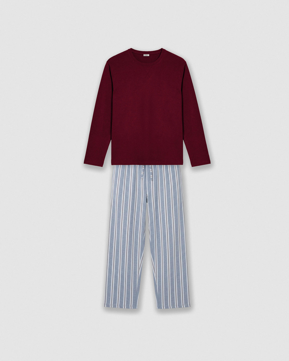 Pijama largo algodón rayas johan burdeos