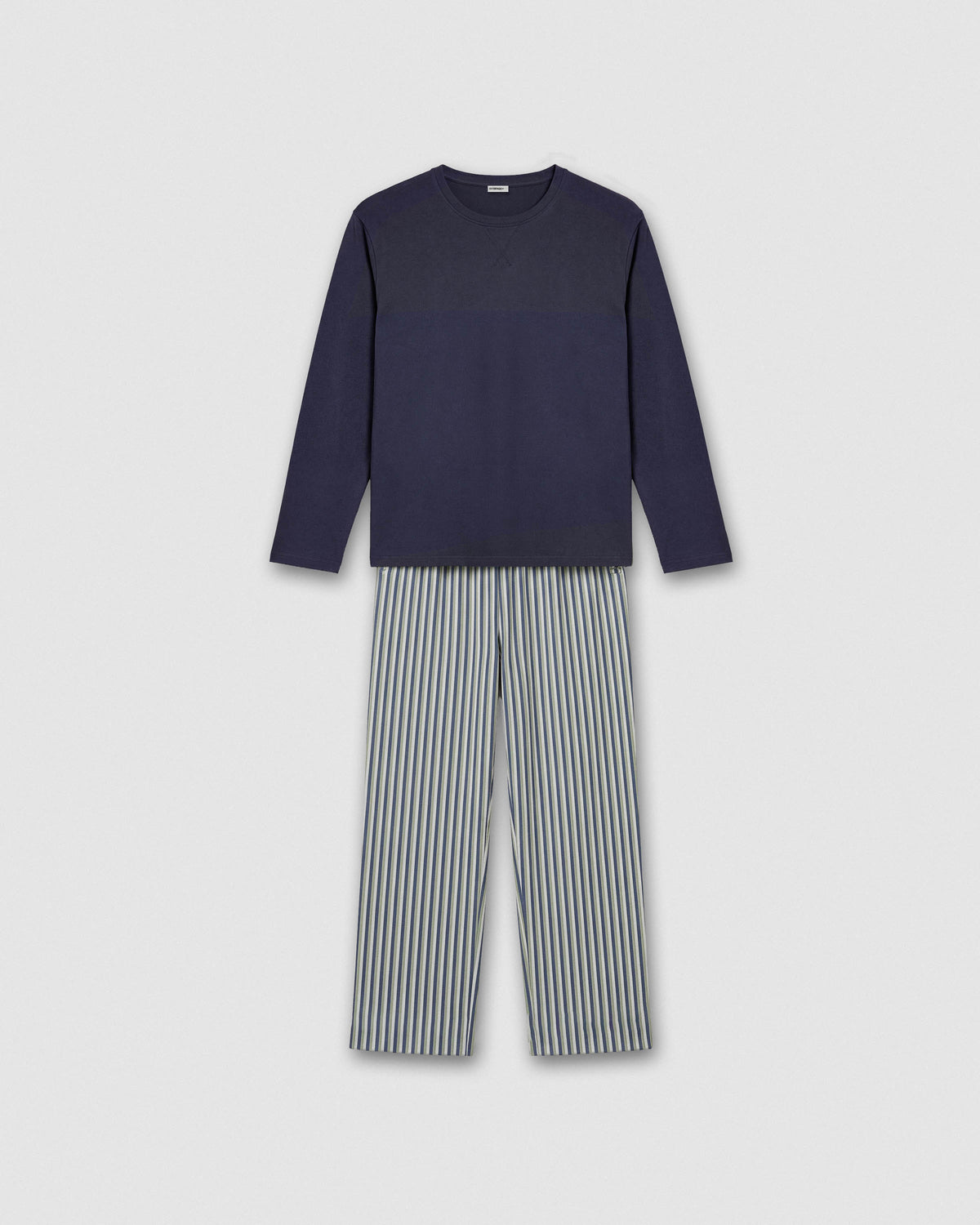 Pijama largo de algodón raya mare azul marino