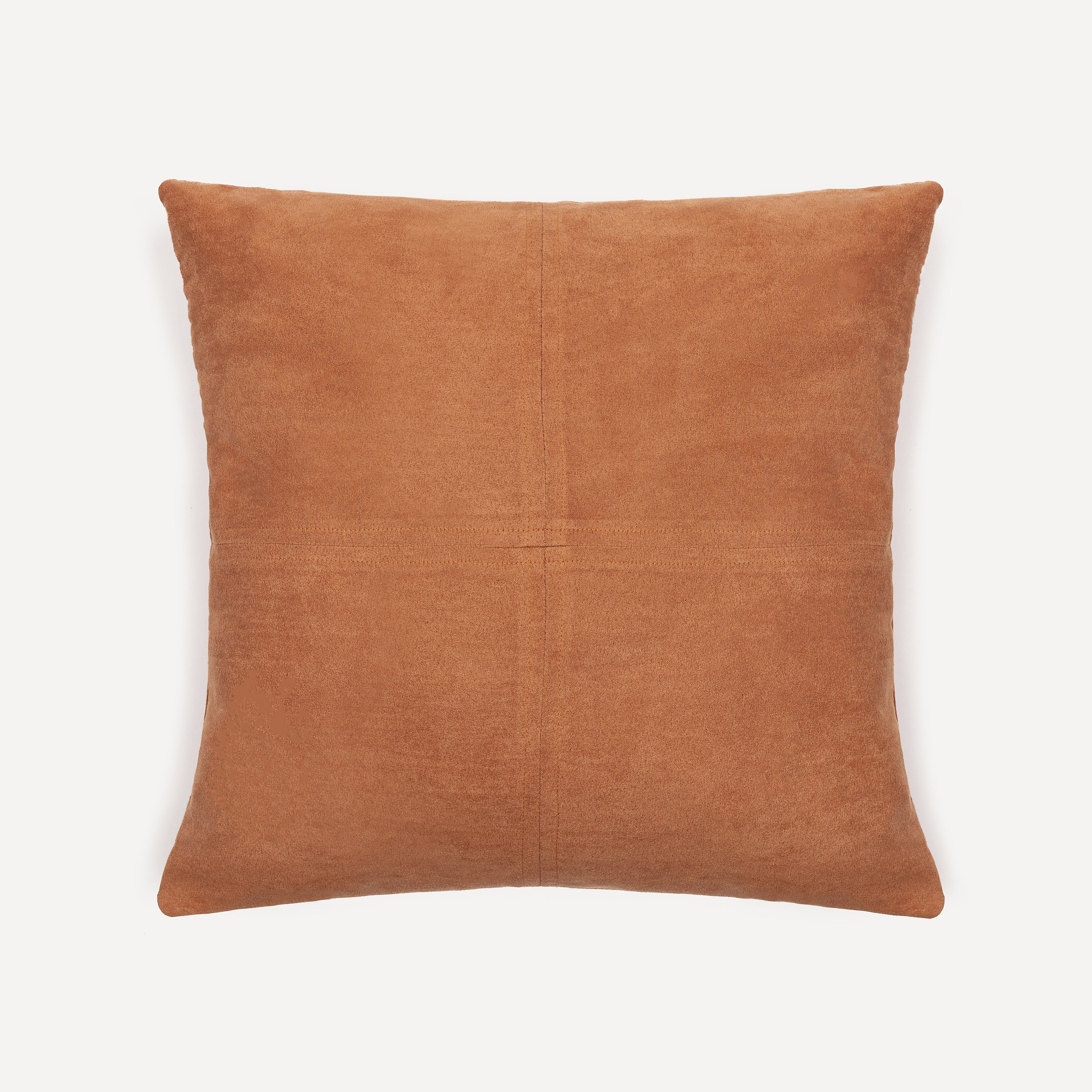 Cojín cuadrante Ante mandarina - funda + relleno