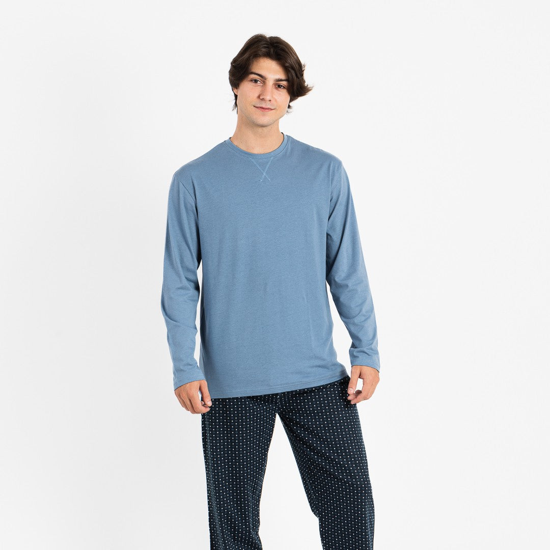 Pijama hombre franela Diamante indigo