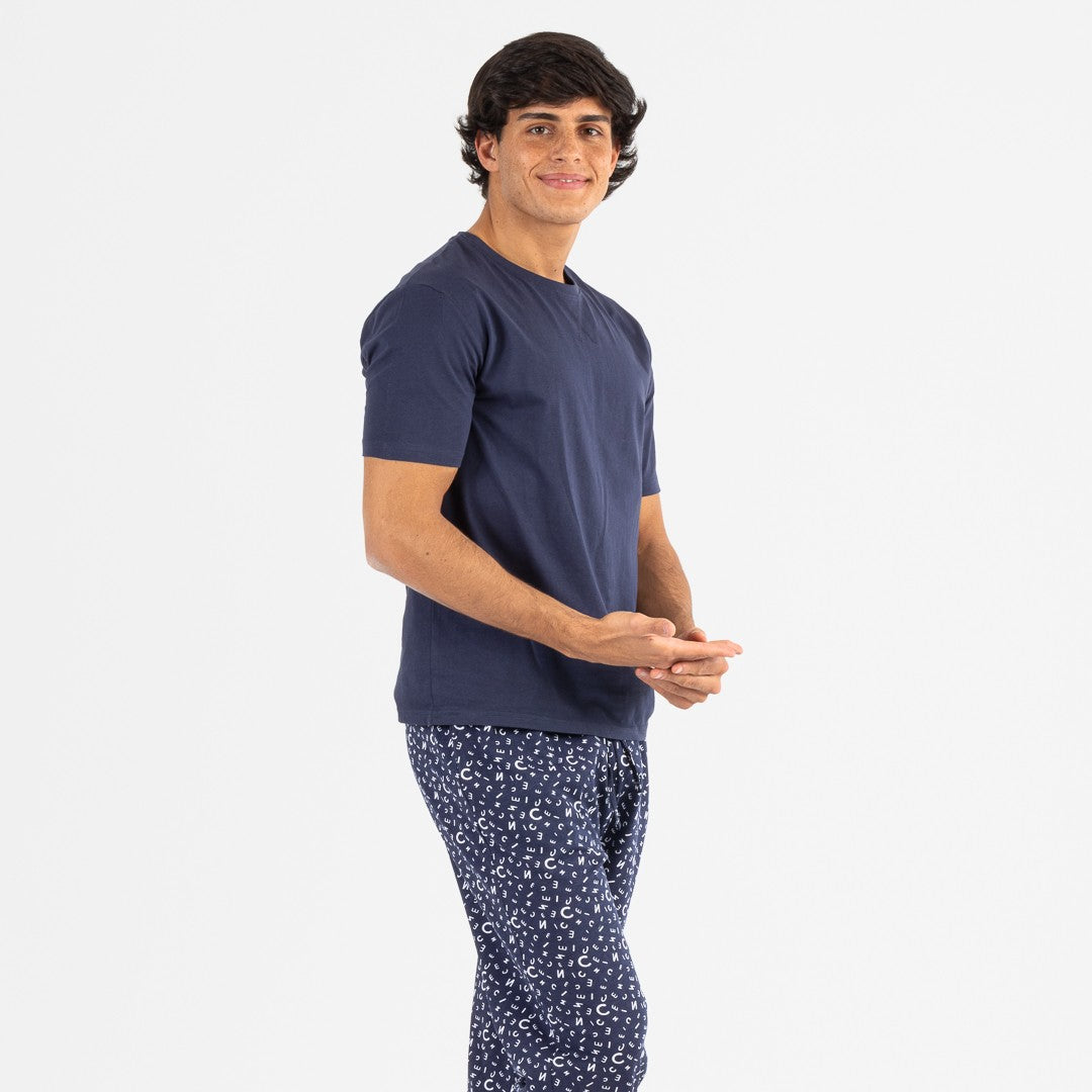 Pijama hombre manga corta Yelco azul marino